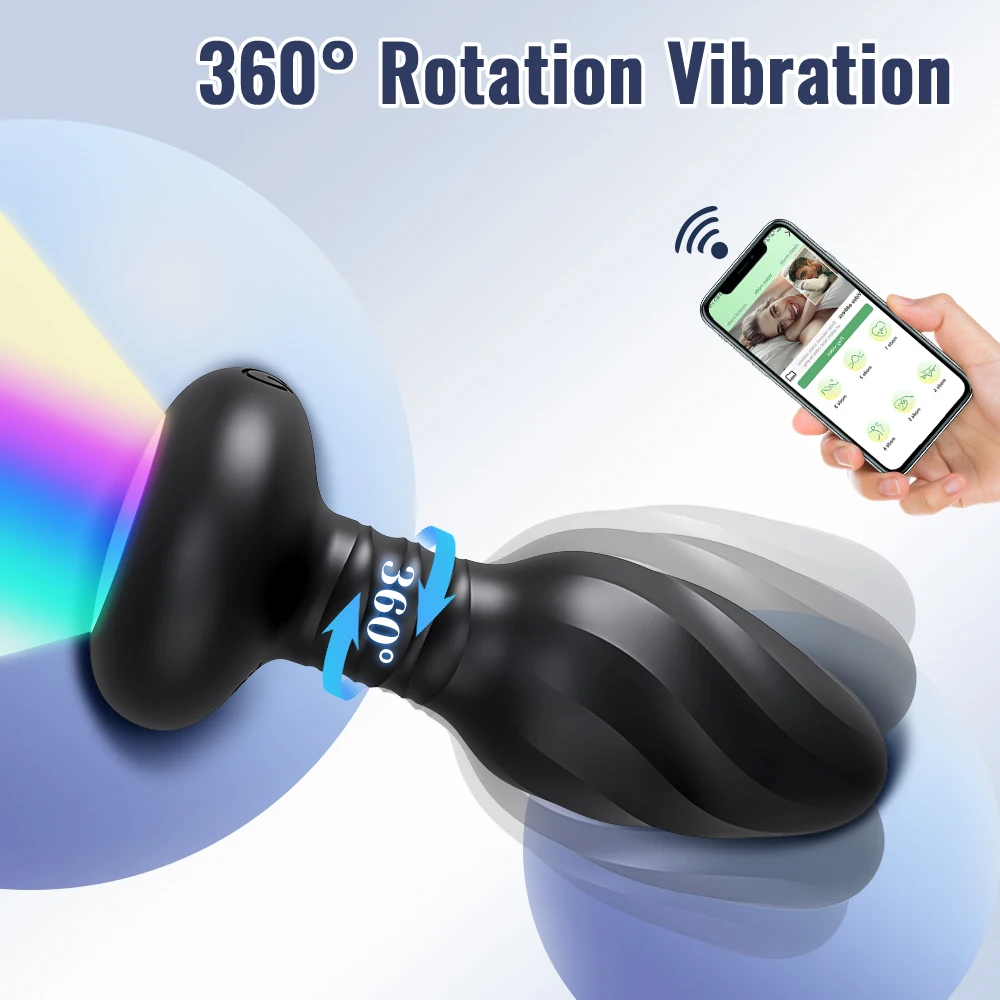 360° Rotation Vibrating Butt Plug for Men APP Wiggle Prostate Massager Gay Anal Vibrator Anal Plug with LED Sex Toy for Couples