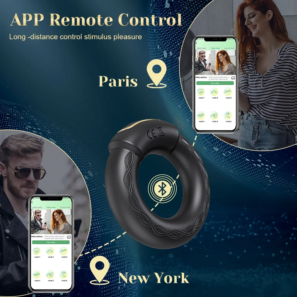 APP Bluetooth Vibrator for Men Cock Ring Penis Vibrating Penis Delay Trainer Cock Ring Glans Massager Male Sex Toys for Adult 18 - AliExpress 66