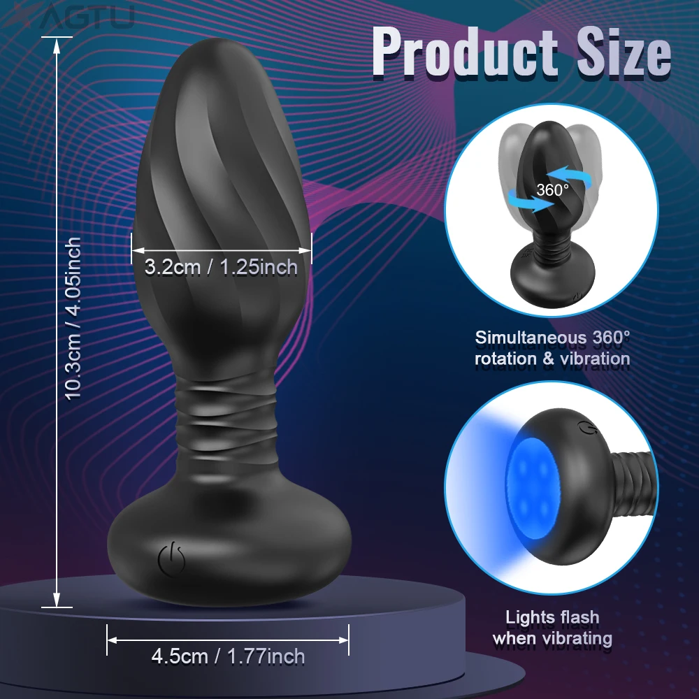 360° Rotation Vibrating Butt Plug for Men APP Wiggle Prostate Massager Gay Anal Vibrator Anal Plug with LED Sex Toy for Couples