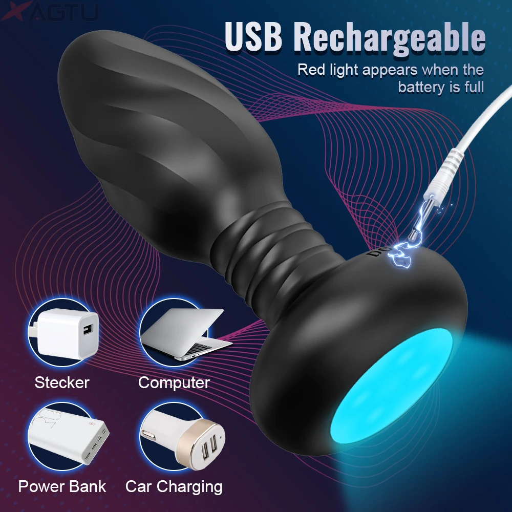 360° Rotation Vibrating Butt Plug for Men APP Wiggle Prostate Massager Gay Anal Vibrator Anal Plug with LED Sex Toy for Couples