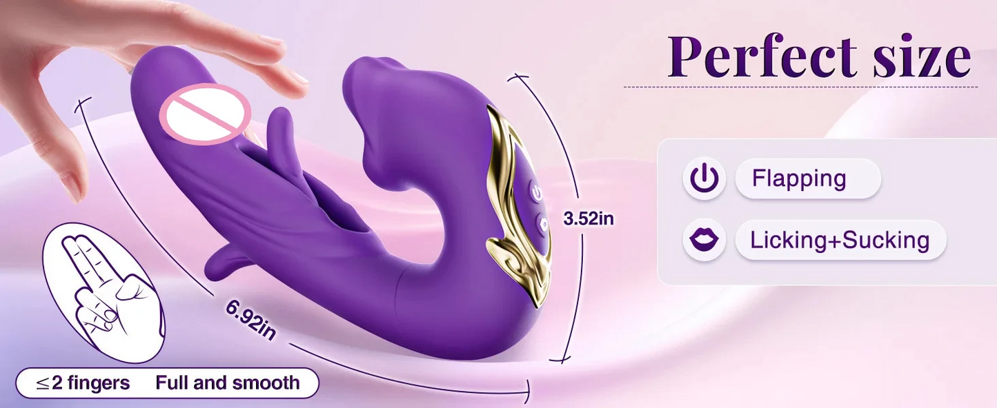 3 in 1 Tongue Licking Finger Flapping G Spot Dildo Vibrator Sex Toys for Women Clitoral Stimulation Massager Adults Masturbator