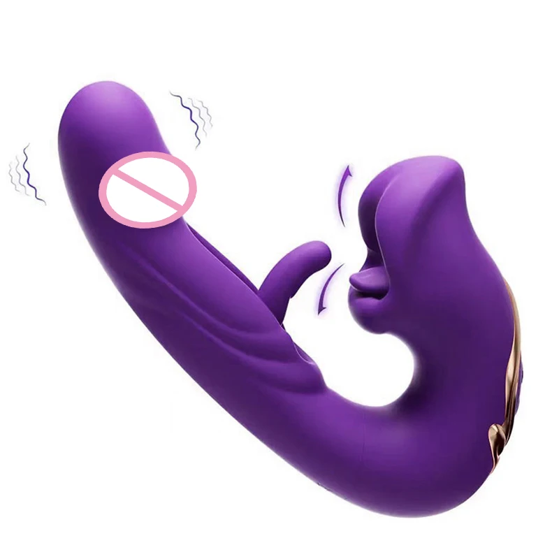 3 in 1 Tongue Licking Finger Flapping G Spot Dildo Vibrator Sex Toys for Women Clitoral Stimulation Massager Adults Masturbator