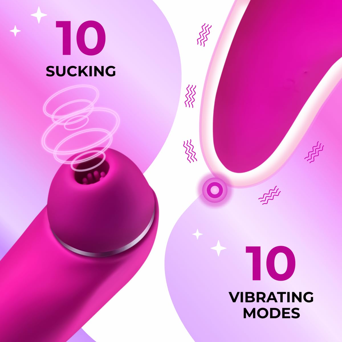 Vibrator Adult Sex Toys Dildo Sucking Vibrator - 10 Sucking & 10 Vibrating - Vibrators Adult Toys, Sex Toys Rose Sex Toy