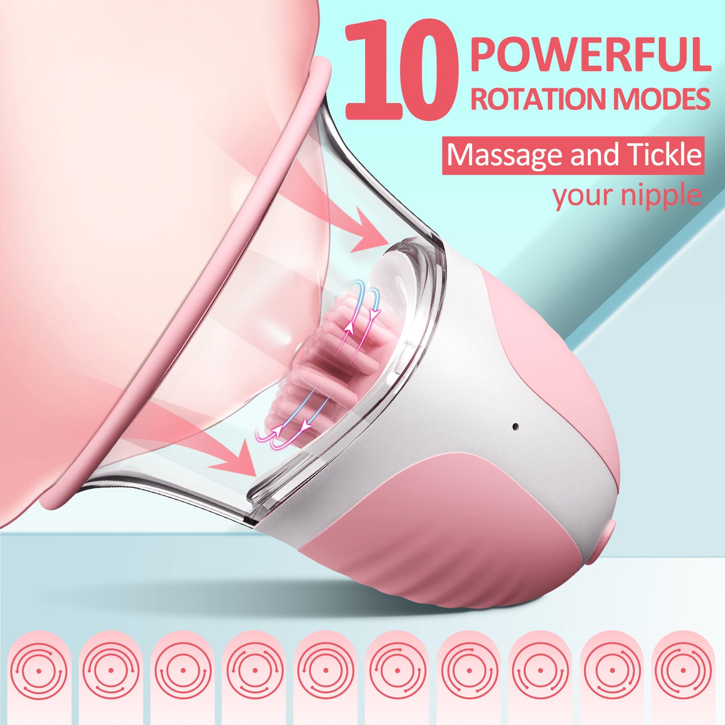 Nipple Toy Clamps Strong Sucking Stimulator Massager with 10 Vibrator Rotation Modes Rechargeable Sex Toys for Women Couples