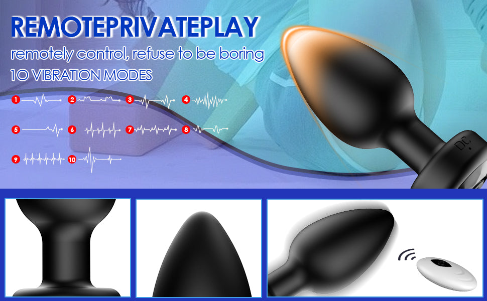 Anal Plug Sex Toys Vibrator- 3PCS Silicone Anal Toys Butt Plug Training Kit with Remote Control 10 Frequency Vibration, Vibrating Anal Plug and Prostate Massager, Adult Sex Toys and Games Black