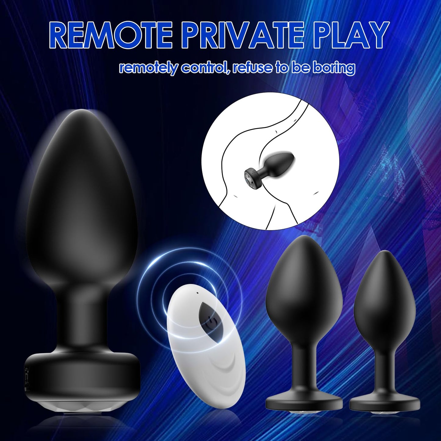 Anal Plug Sex Toys Vibrator- 3PCS Silicone Anal Toys Butt Plug Training Kit with Remote Control 10 Frequency Vibration, Vibrating Anal Plug and Prostate Massager, Adult Sex Toys and Games Black