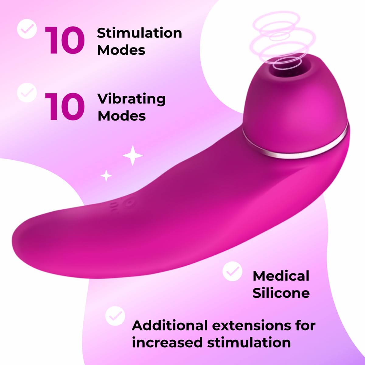 Vibrator Adult Sex Toys Dildo Sucking Vibrator - 10 Sucking & 10 Vibrating - Vibrators Adult Toys, Sex Toys Rose Sex Toy