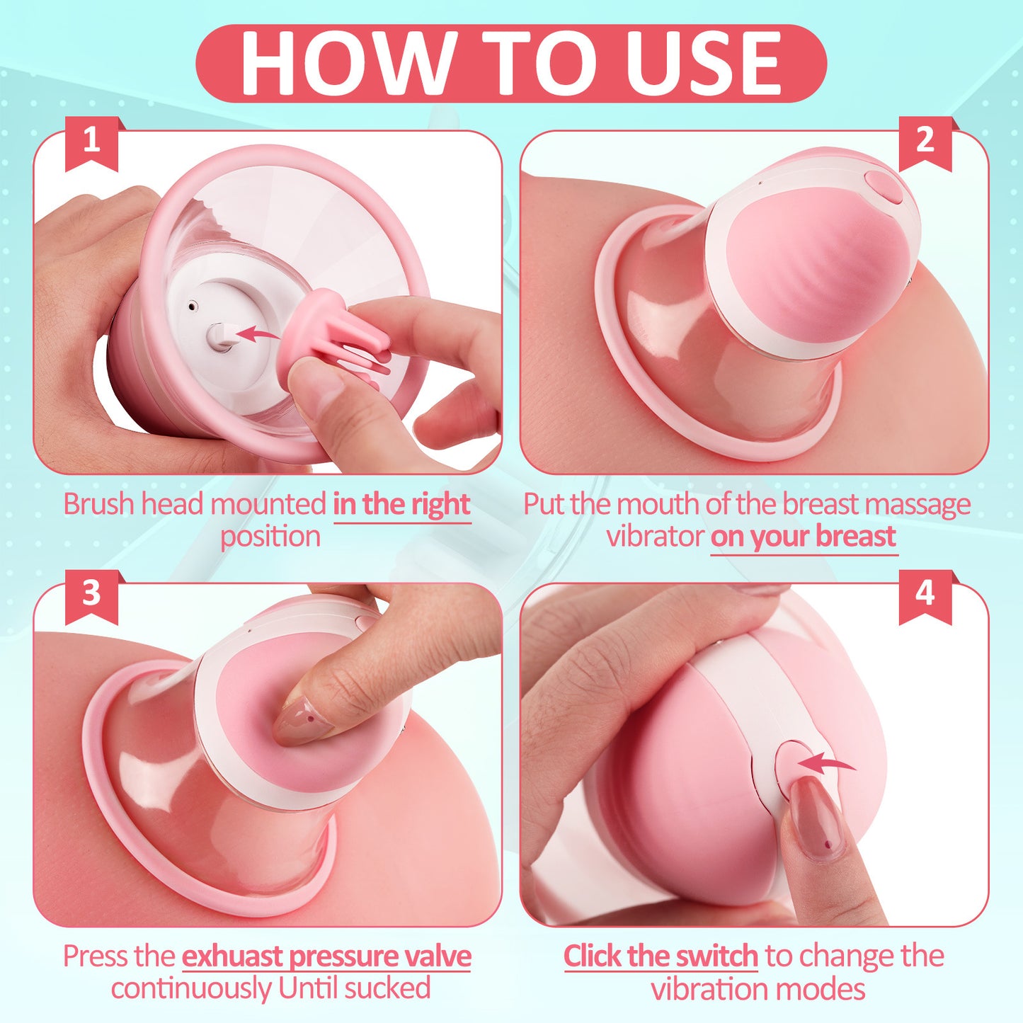 Nipple Toy Clamps Strong Sucking Stimulator Massager with 10 Vibrator Rotation Modes Rechargeable Sex Toys for Women Couples