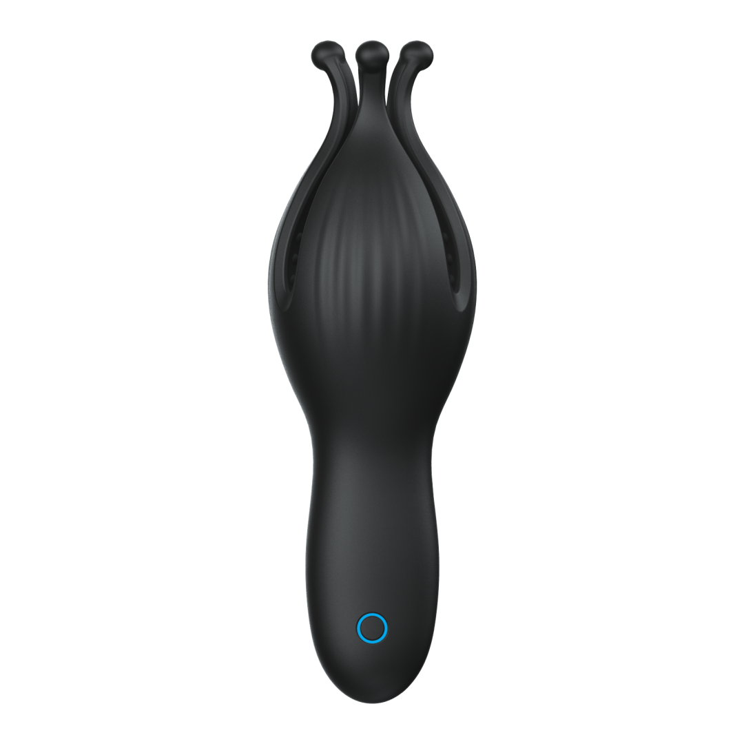 Three-Petal Handheld Vibrating Male Oral Training Cup – 10 Modes Silicone Masturbation Massager