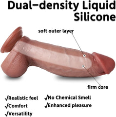 Realistic Giant Dildo – 8 Inch Suction Cup Lifelike Silicone Toy