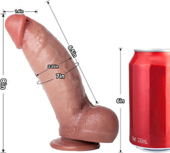 Realistic Giant Dildo – 8 Inch Suction Cup Lifelike Silicone Toy