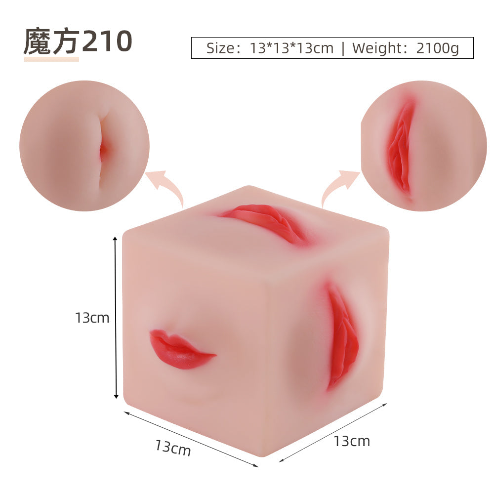 3-in-1 Realistic Male Masturbator Cube – Vagina, Anal & Oral Soft TPE Stroker