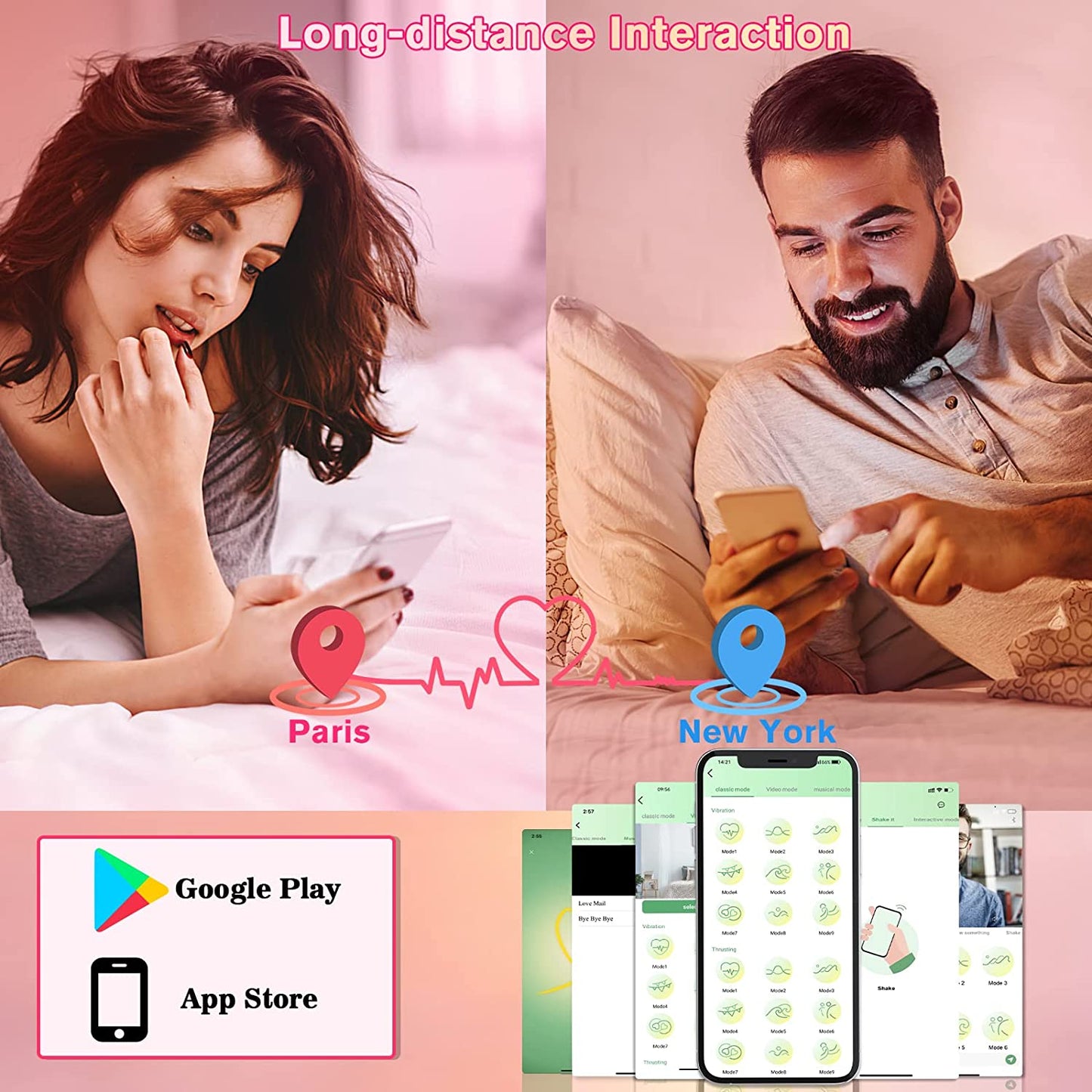 Mobile APP remote control couple interactive sex massager vibrator