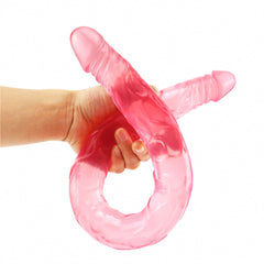 Double-Ended Realistic Silicone Dildo – Transparent Red or Crystal Clear