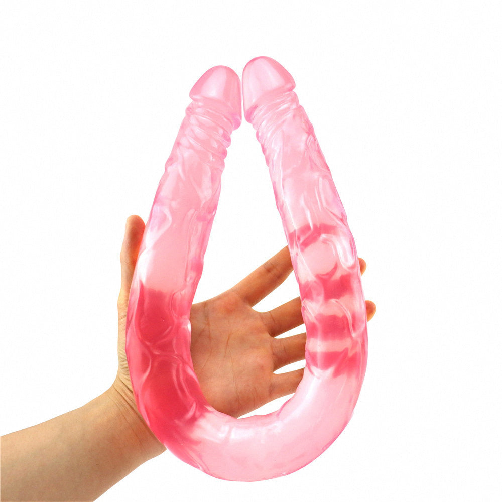 Double-Ended Realistic Silicone Dildo – Transparent Red or Crystal Clear