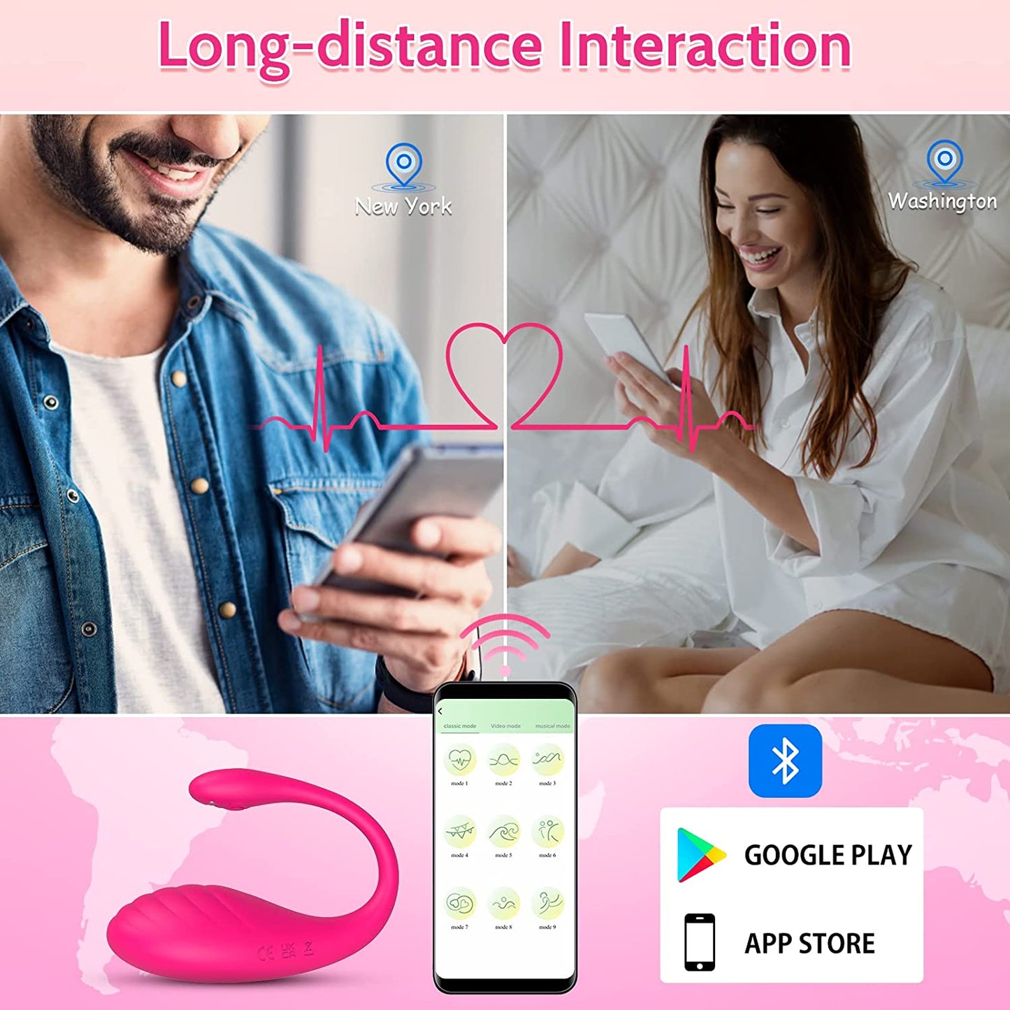 Mobile APP remote control couple interactive sex massager vibrator