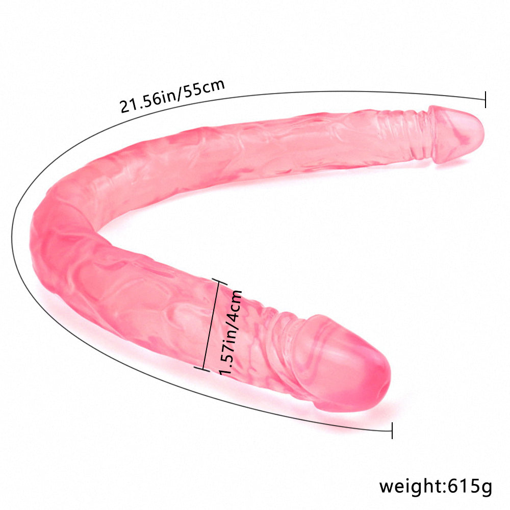 Double-Ended Realistic Silicone Dildo – Transparent Red or Crystal Clear