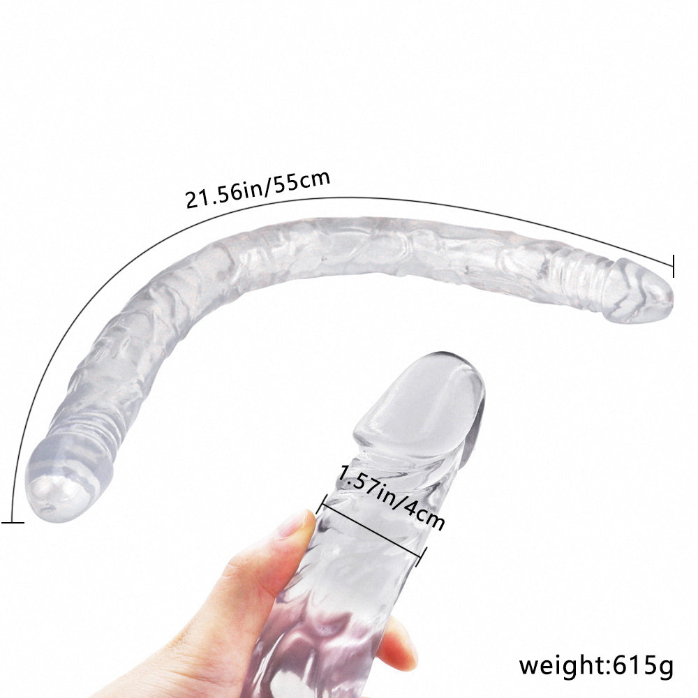 Double-Ended Realistic Silicone Dildo – Transparent Red or Crystal Clear