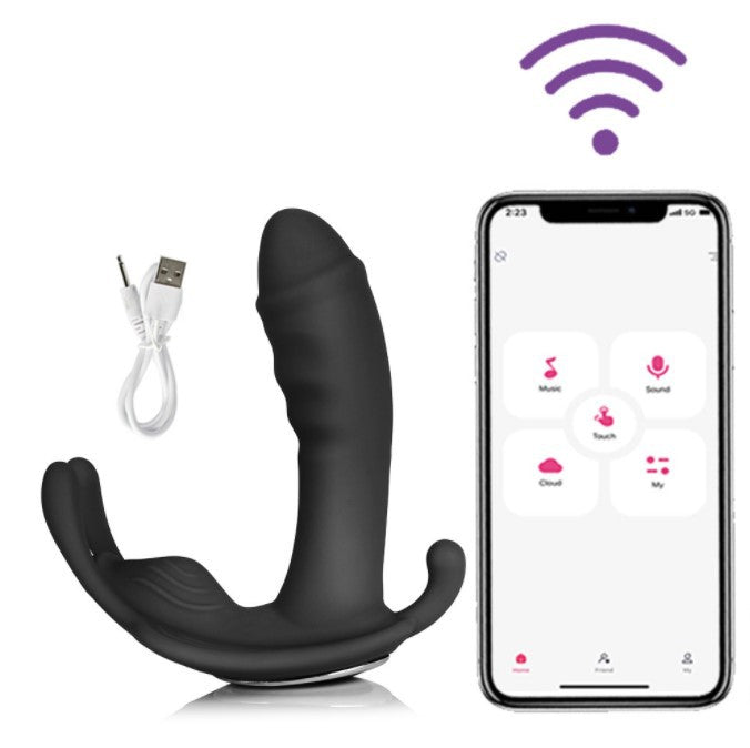 Female wearing butterfly simulation penis wireless remote control vibrator, fun jumping egg