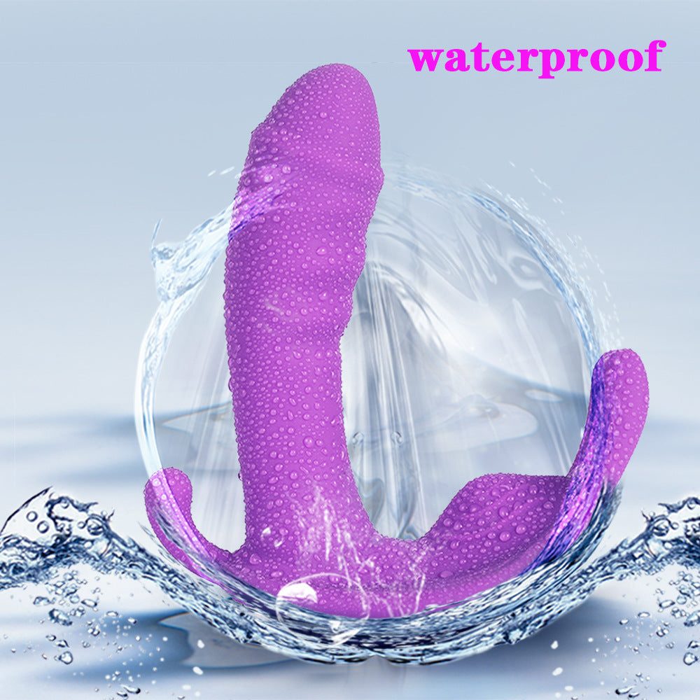 Female wearing butterfly simulation penis wireless remote control vibrator, fun jumping egg