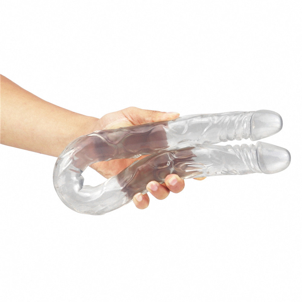 Double-Ended Realistic Silicone Dildo – Transparent Red or Crystal Clear