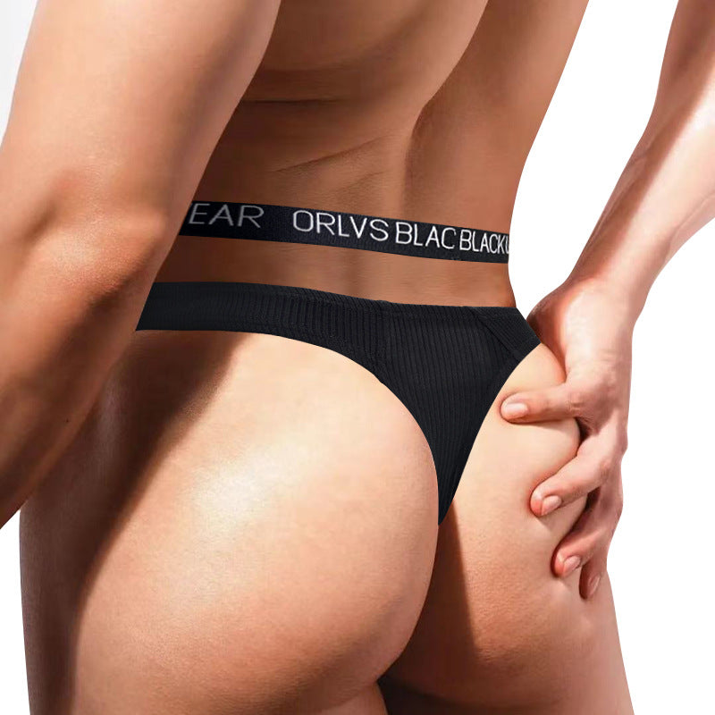 Men’s Low-Rise Sexy Cotton Thong with U-Pouch Lift – Breathable, Soft, Butt-Enhancing Underwear | KKCAT OR6312A