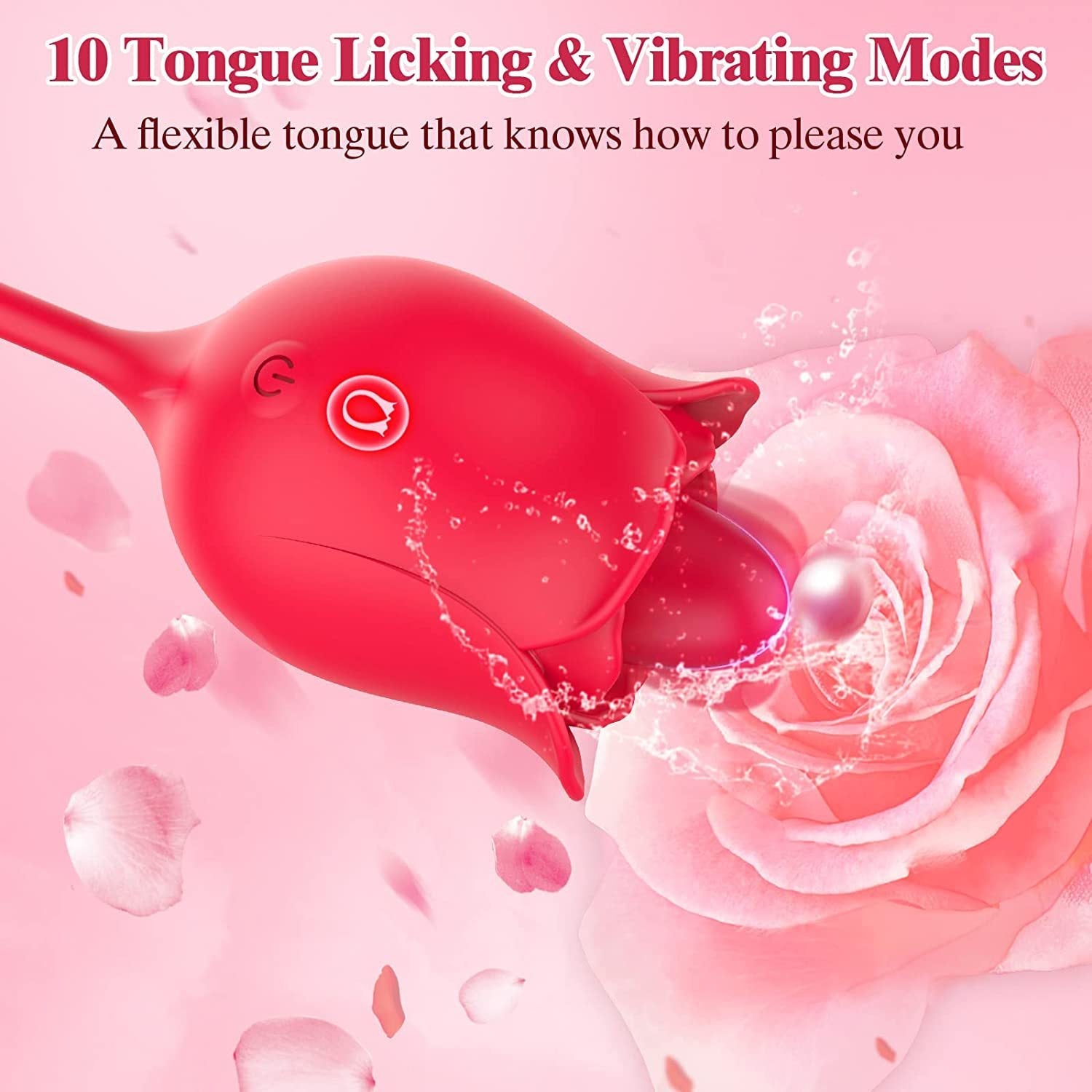 4-in-1 Rose Tongue Licking Telescopic Vibrator – Dual-Head Multi-Function Vibrating Massager for Women