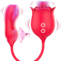 4-in-1 Rose Tongue Licking Telescopic Vibrator – Dual-Head Multi-Function Vibrating Massager for Women