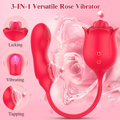 4-in-1 Rose Tongue Licking Telescopic Vibrator – Dual-Head Multi-Function Vibrating Massager for Women