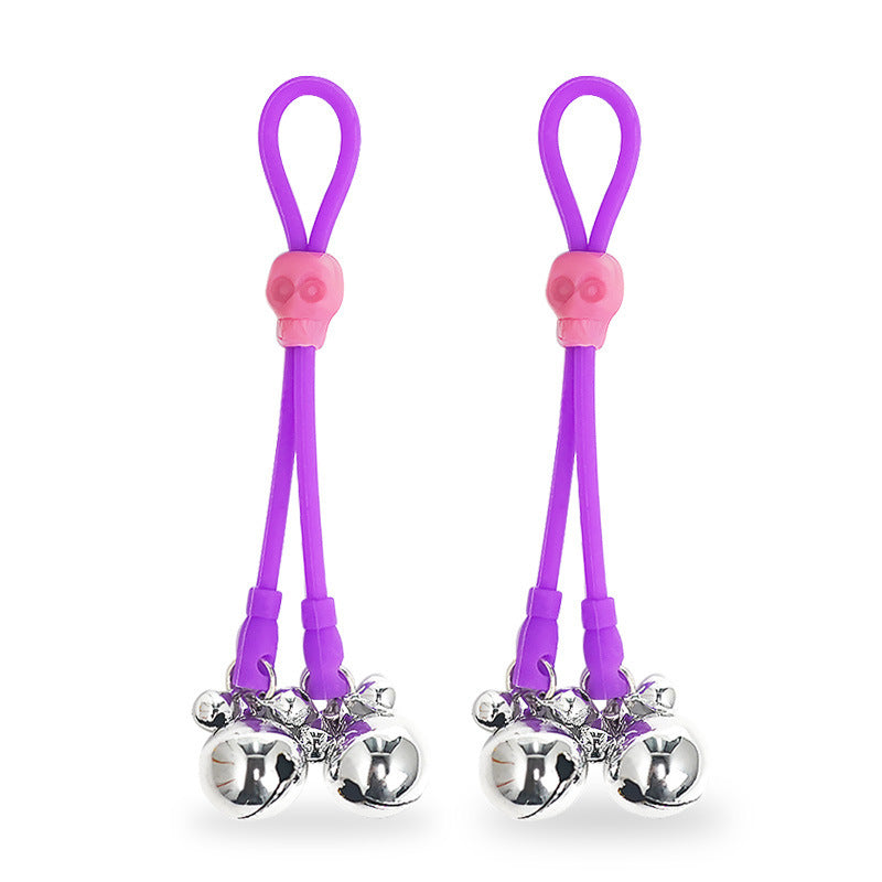 KKCAT SM Nipple Clamp Bell Toy – Adjustable Elastic Silicone Rope, Metal Bells Nipple & Vagina Clip for Men and Women, Flirting Fetish Accessory