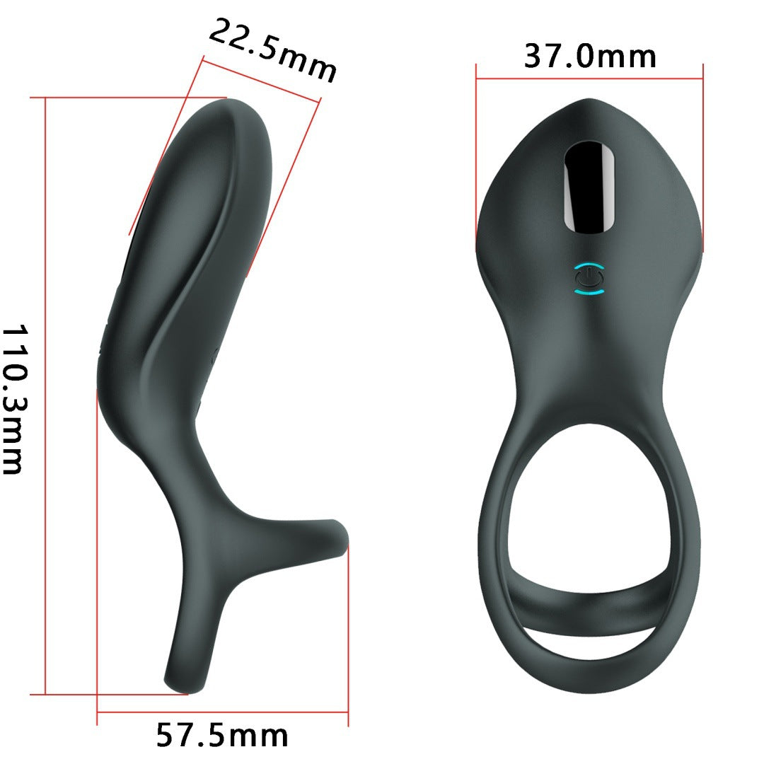 Three-Hole Ring Rechargeable Lock Semen Ring Men'S Vibrating Large Ring Silicone Electric Remote Control Semen Set Double Ring Fun