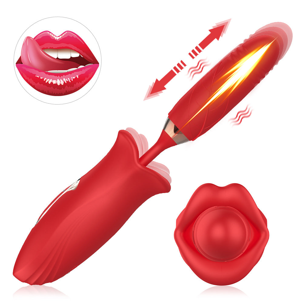 Triple Motor Oral Vibrating Stick – 10 Licking & Vibration Modes, Waterproof Silicone, Rechargeable Clitoral Massager
