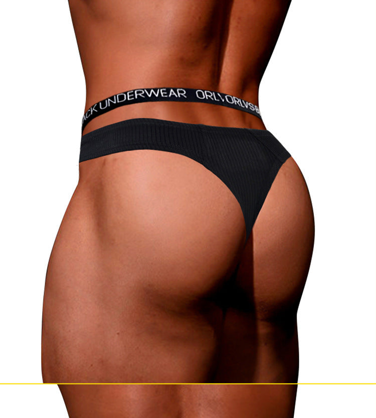 Men’s Low-Rise Sexy Cotton Thong with U-Pouch Lift – Breathable, Soft, Butt-Enhancing Underwear | KKCAT OR6312A