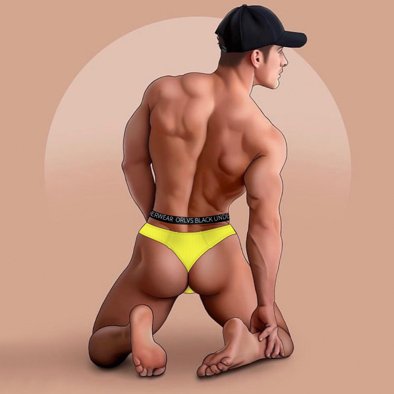 Men’s Low-Rise Sexy Cotton Thong with U-Pouch Lift – Breathable, Soft, Butt-Enhancing Underwear | KKCAT OR6312A