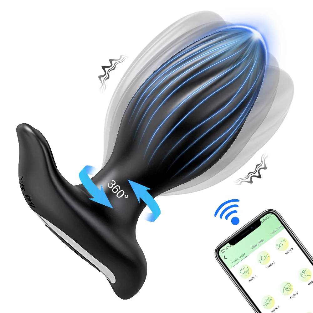 360° Rotation Vibrating Butt Plug for Men APP Wiggle Prostate Massager Gay Anal Vibrator Anal Plug with LED Sex Toy for Couples