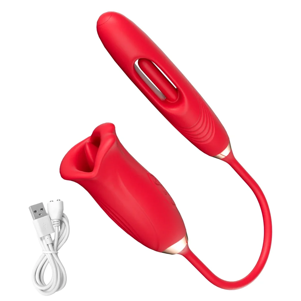 Triple Motor Oral Vibrating Stick – 10 Licking & Vibration Modes, Waterproof Silicone, Rechargeable Clitoral Massager