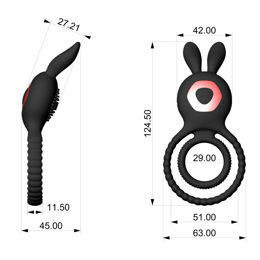 Dual-Ring Rabbit Vibrator with 10 Vibration Modes, Remote Control, Waterproof, Rechargeable
