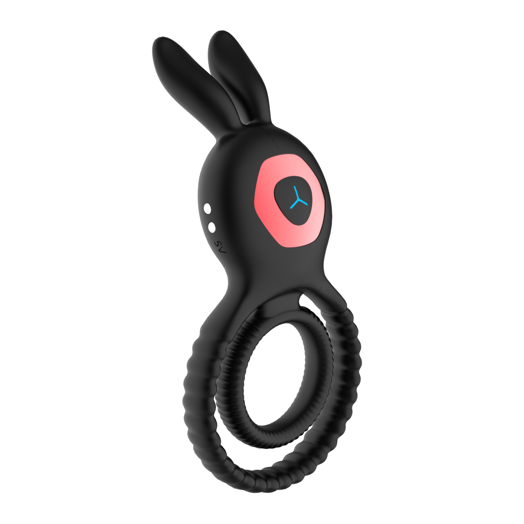 Dual-Ring Rabbit Vibrator with 10 Vibration Modes, Remote Control, Waterproof, Rechargeable