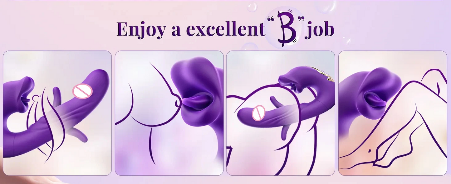 3 in 1 Tongue Licking Finger Flapping G Spot Dildo Vibrator Sex Toys for Women Clitoral Stimulation Massager Adults Masturbator