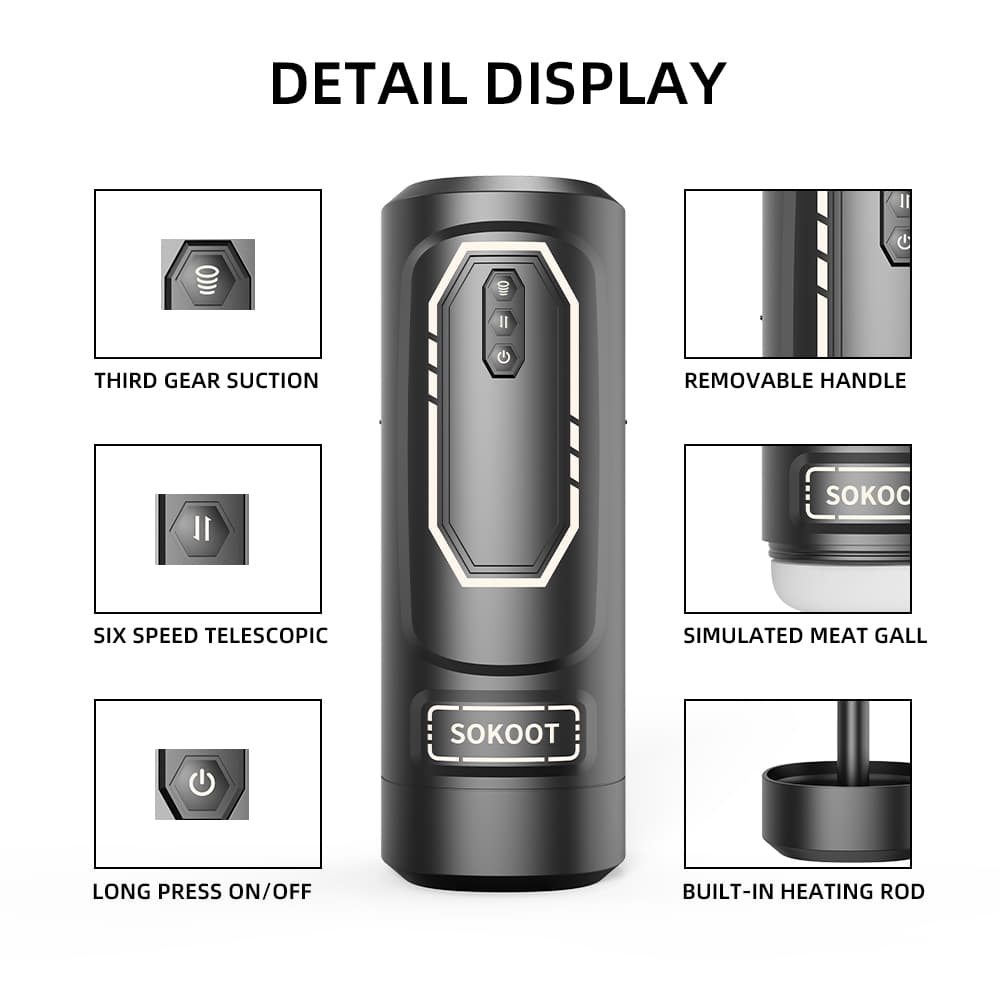 KKCAT Deluxe Automatic Thrusting Masturbation Cup – Strong Suction, Heating, Vibrating & Moaning Male Stroker with Adjustable Tightness