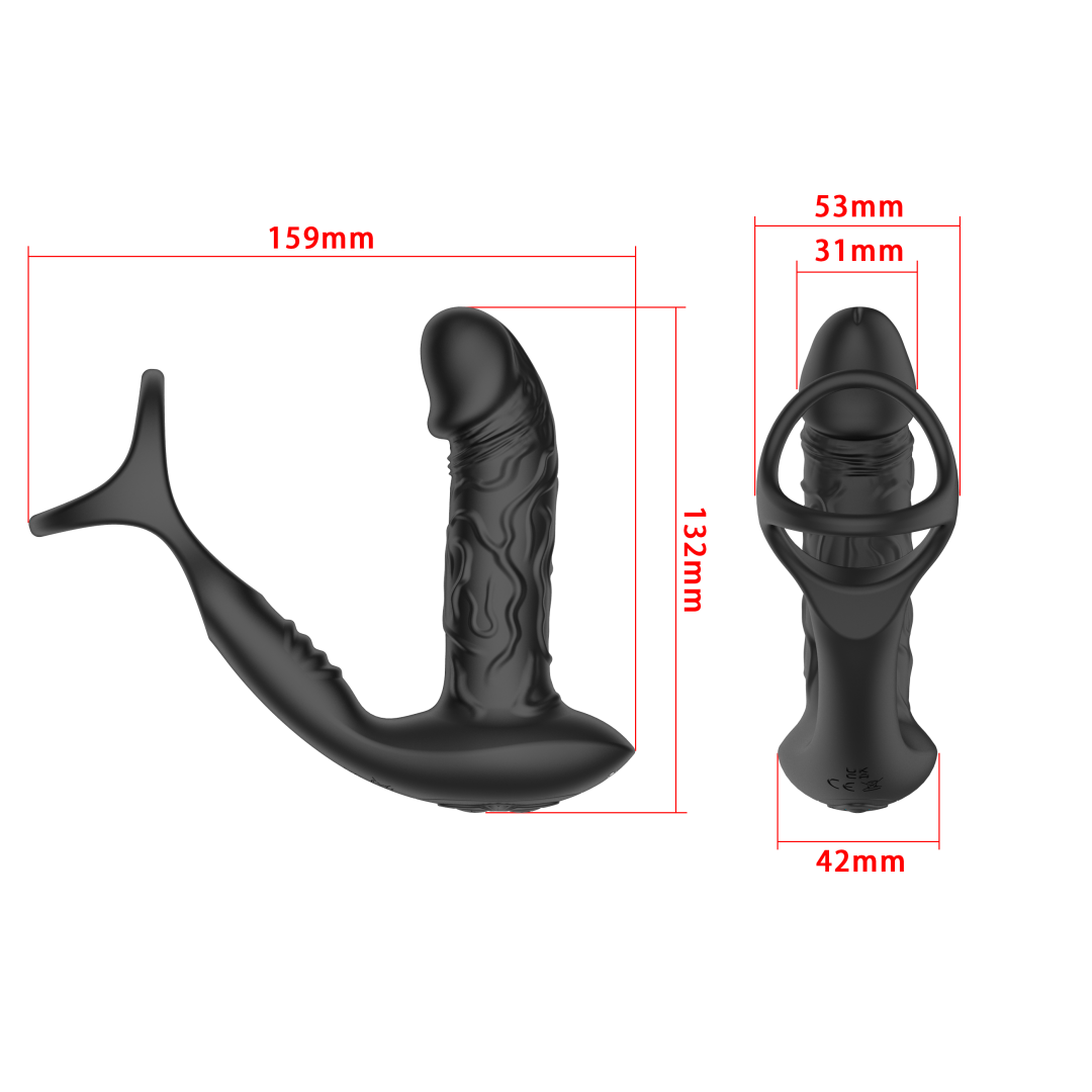 リモコン式男性前立腺マッサージリング - 9つの振動モード | リアルなアナルバイブレーター