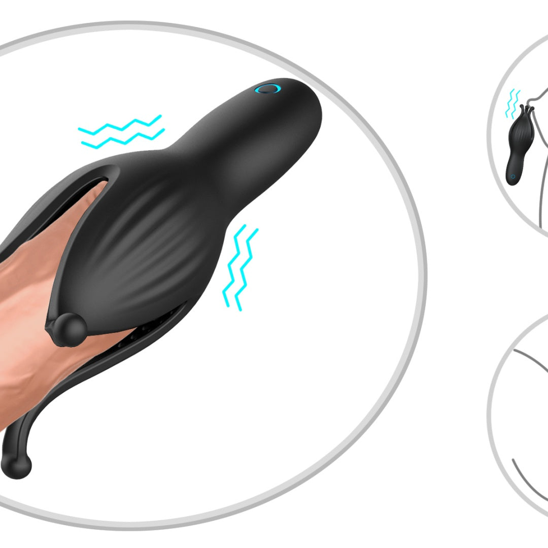Three-Petal Handheld Vibrating Male Oral Training Cup – 10 Modes Silicone Masturbation Massager