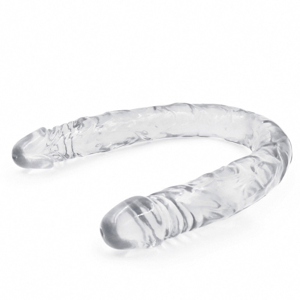 Double-Ended Realistic Silicone Dildo – Transparent Red or Crystal Clear