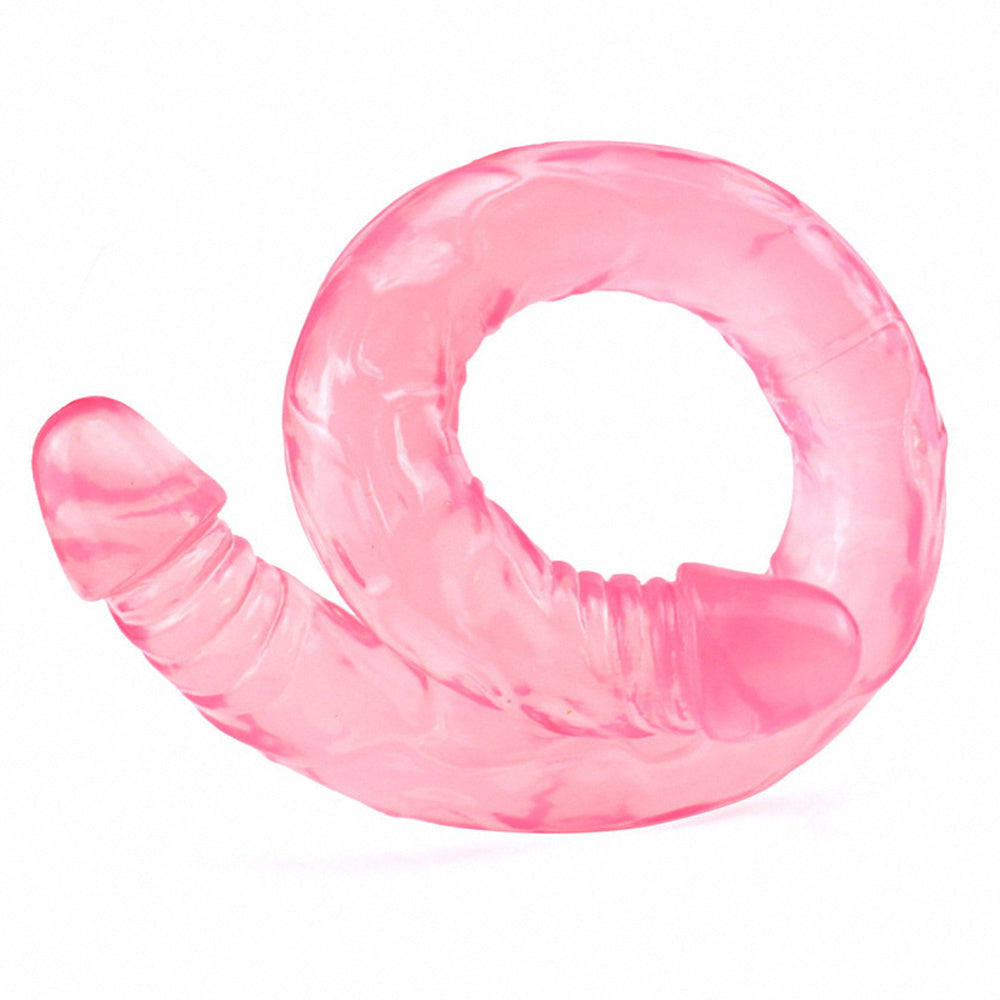 Double-Ended Realistic Silicone Dildo – Transparent Red or Crystal Clear