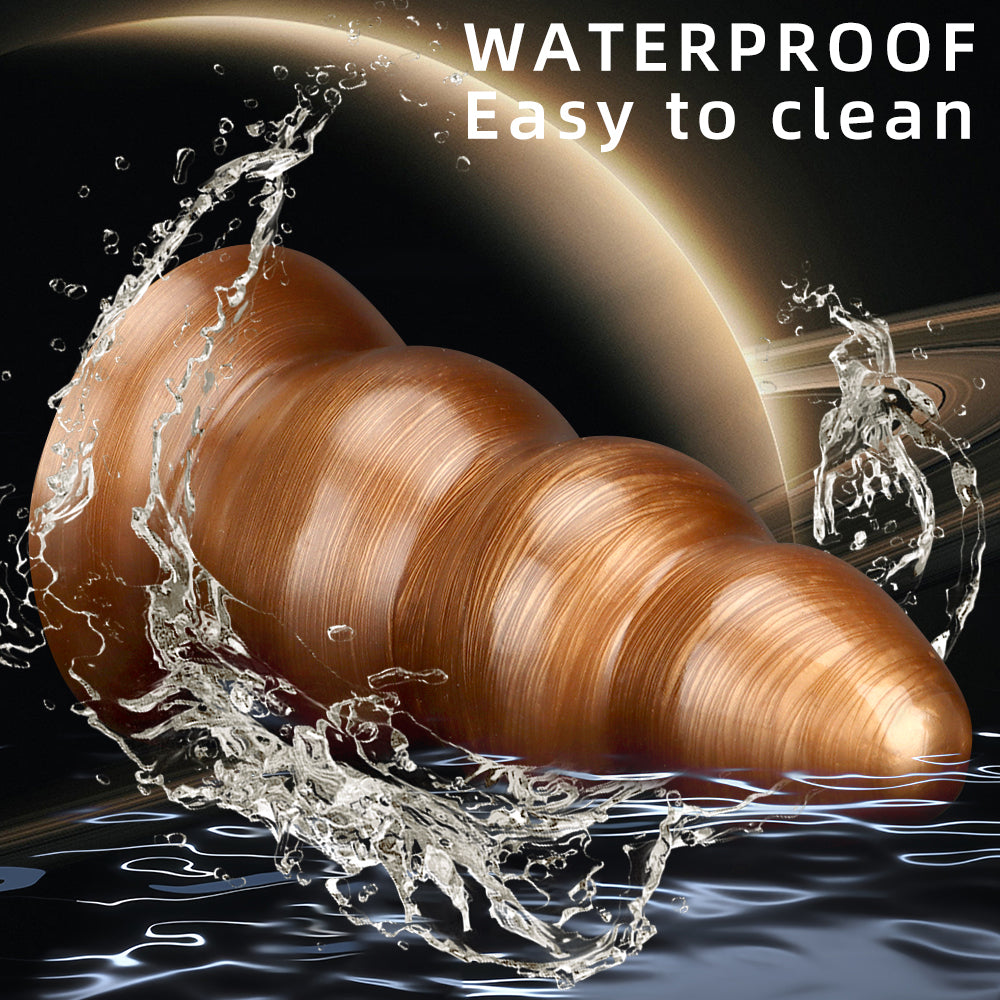 Large Triple Bead Anal Plug – Gold Mixed Color Heavy PVC Beads