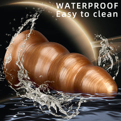 Large Triple Bead Anal Plug – Gold Mixed Color Heavy PVC Beads