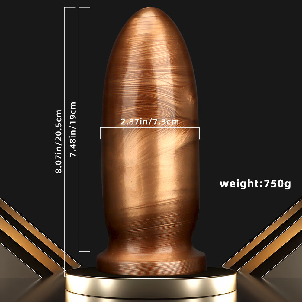 Fat Tiger Gold Mixed Anal Plug – Heavy Single Ball PVC 8 Inch Plug