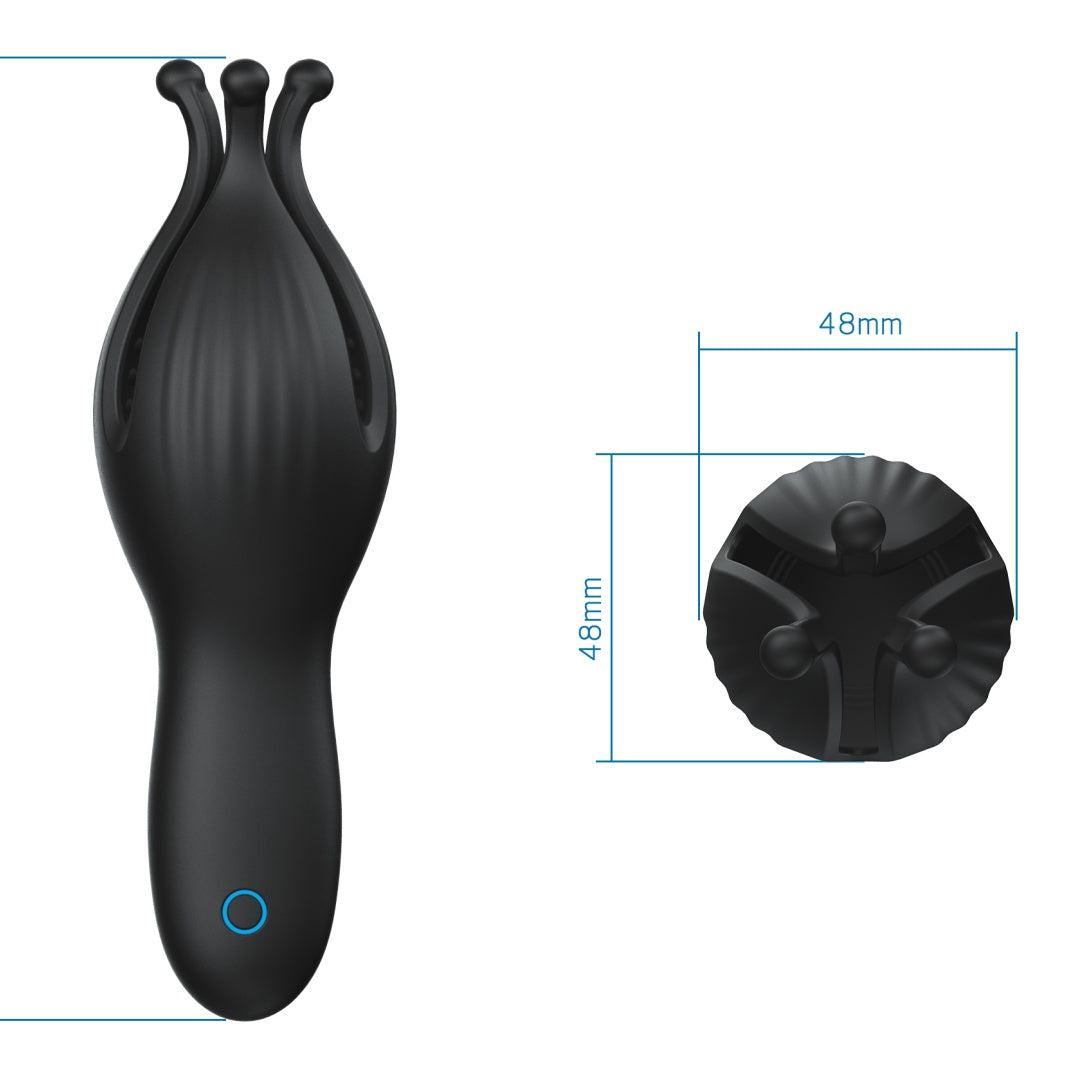 Three-Petal Handheld Vibrating Male Oral Training Cup – 10 Modes Silicone Masturbation Massager
