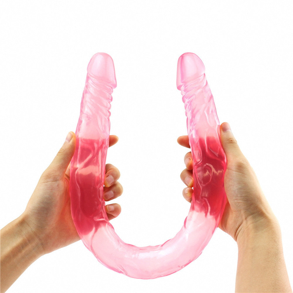 Double-Ended Realistic Silicone Dildo – Transparent Red or Crystal Clear