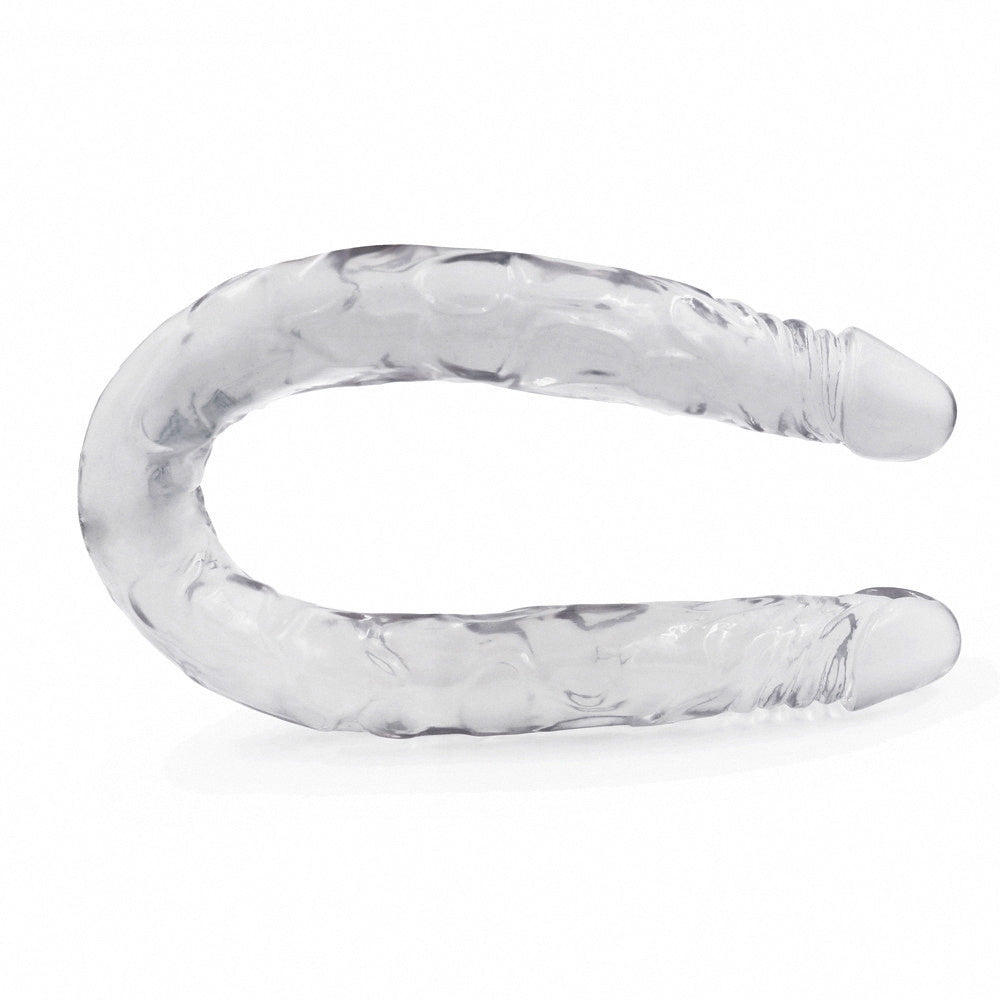 Double-Ended Realistic Silicone Dildo – Transparent Red or Crystal Clear